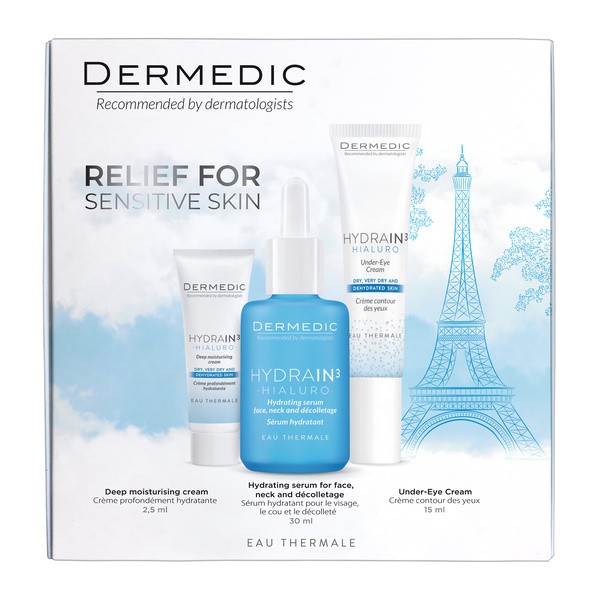 DERMEDIC HYDRAIN3 HIALURO, Hidratizirajući set paket (Hidratantni serum, Krema za područje oko očiju, Krema za dubinsku hidratizaciju) - Slika 2