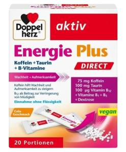 Alternative view of (ROK 30 MAJ 2026 )DOPPELHERZ AKTIV ENERGIE PLUS DIREKT vrećice a 20, Dodatak prehrani za bolju koncentraciju i veći nivo energije