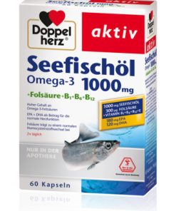 Alternative view of DOPPELHERZ Ulje lososa 1000 mg + Folna kiselina + B1 + B6 + B12 60 kapsula, Dodatak prehrani s esencijalnim masnim kiselinama, štiti srce i krvne žile