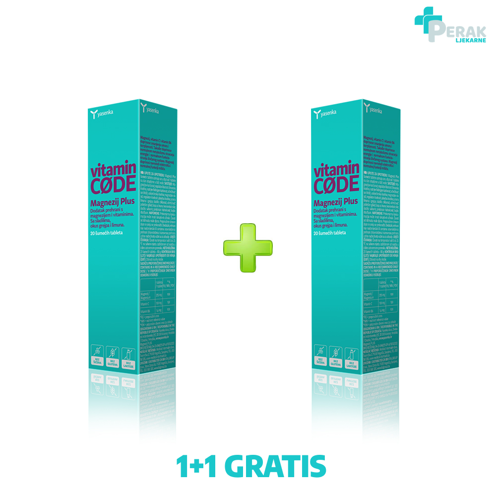 Yasenka Vitamin CODE Magnezij Plus 20 Šumećih Tableta 1+1 GRATIS